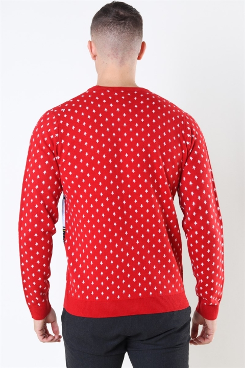 Only & Sons Xmas 7 Funny Top Breien Pompeian Red