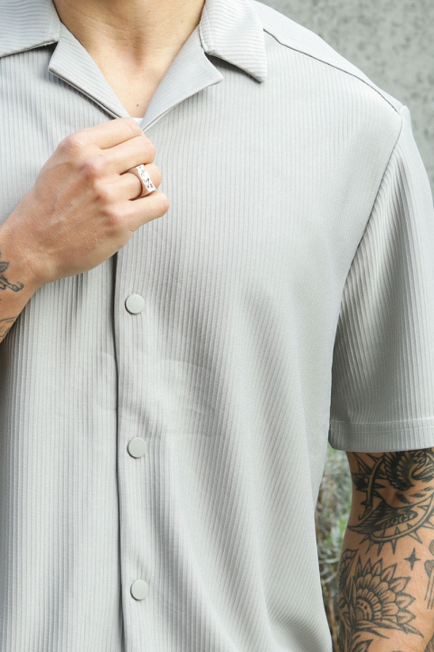 ONLY & SONS Kari Relaxed Plizze Resort SS Shirt Limestone