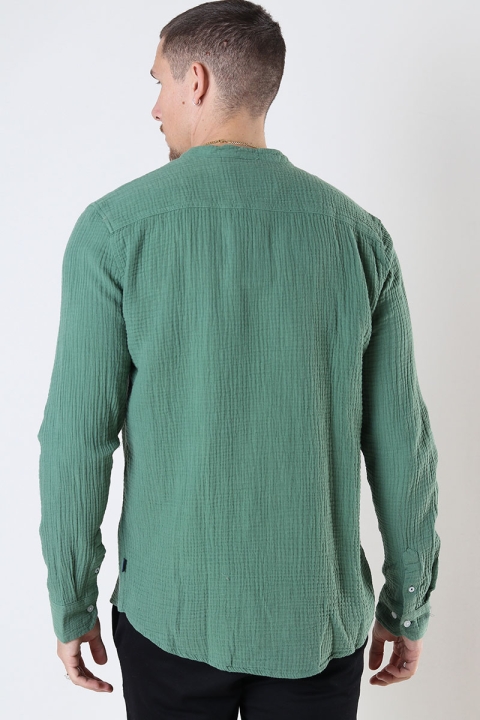 Kronstadt Johan Muslin Henley shirt Ivy Green