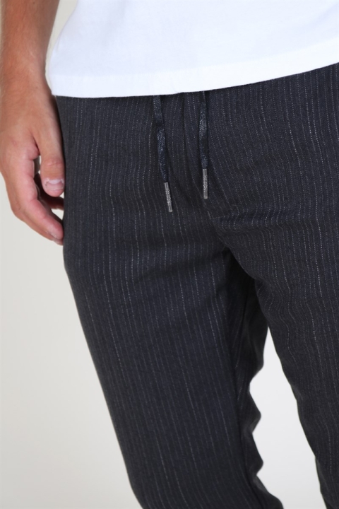 Solid Slim Truc Pinstripe Broek Dark Grey Melange