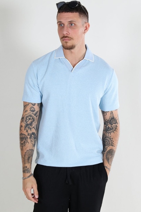 Selected Adley Waffle SS Polo Cashmere Blue