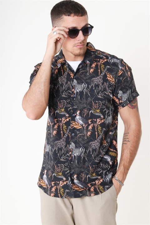 Only & Sons Gabrial S/S Animal Viscose Overhemd Black/Zoo Print