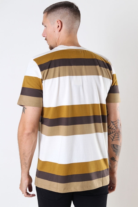 Fat Moose Caleb Cotton Tee SS Ecru Bronze Stripe