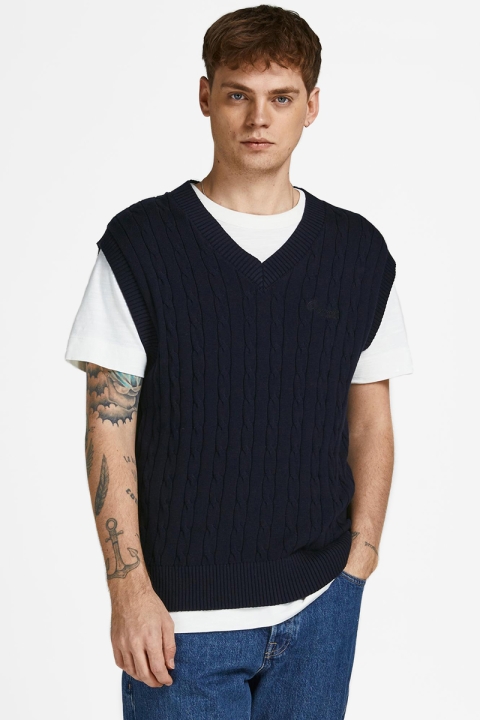 Jack & Jones JORNEO KNIT CABLE VEST Navy Blazer