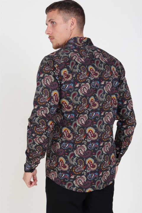 Only & Sons Frederik L/S Paisley Stretch Overhemd Phantom