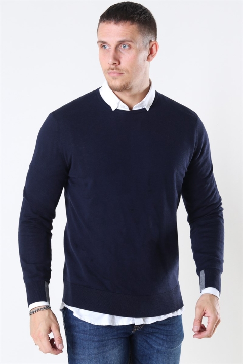 Mos Mosh Adam Supima O-Neck Knit Navy