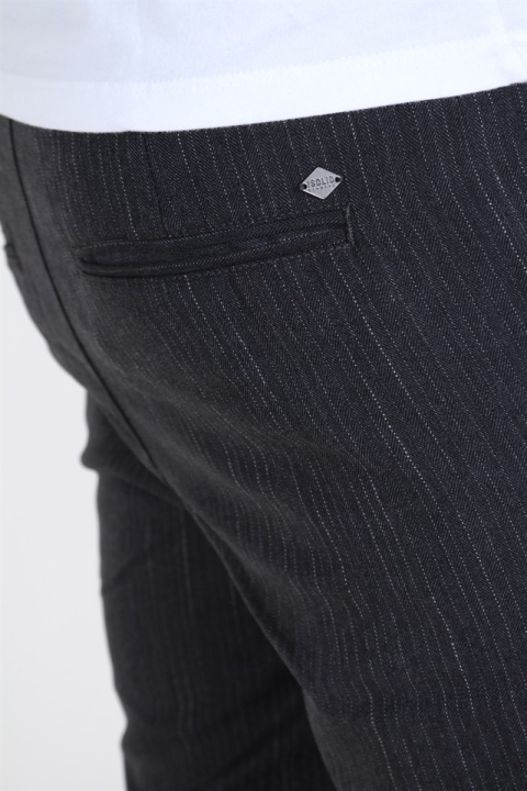 Solid Slim Truc Pinstripe Broek Dark Grey Melange