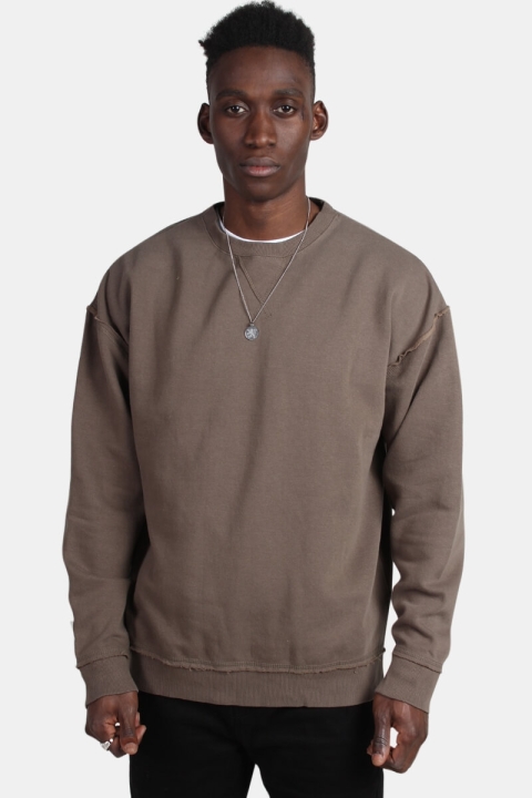 Urban Classics Oversized Open Edge Crew Army Green