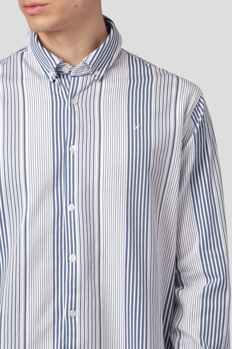 Clean Cut Copenhagen Hudson AOP Stretch Shirt L/S Blue Stripe