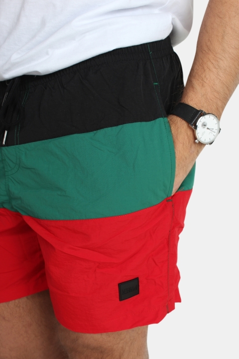 Urban Classics Color Block Zwembroek Firered/Black/Green