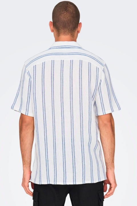 ONLY & SONS Trev Reg Structure Stripe SS Shirt Cloud Dancer