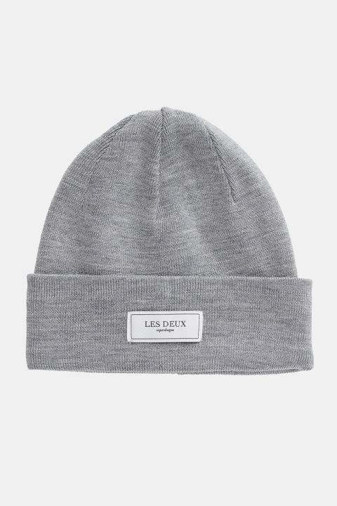 Les Deux Merino Patch Beanie Hoed Light Grey Melange