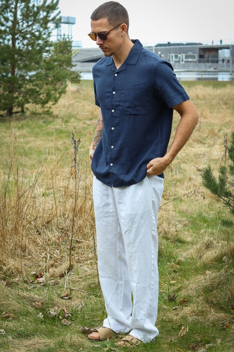 Woodbird Eik Linen Pant Off White