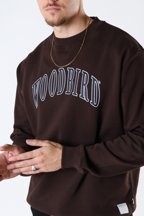 Woodbird Mufti College Sweat Brown