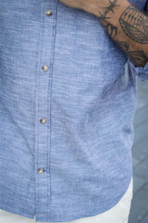 Jack & Jones Summer Band Shirt LS Faded Denim