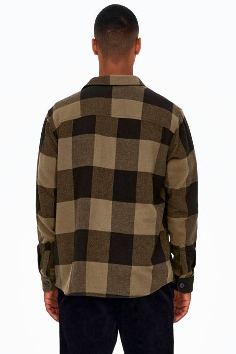 ONLY & SONS MILO LS CHECK OVERSHIRT Partridge