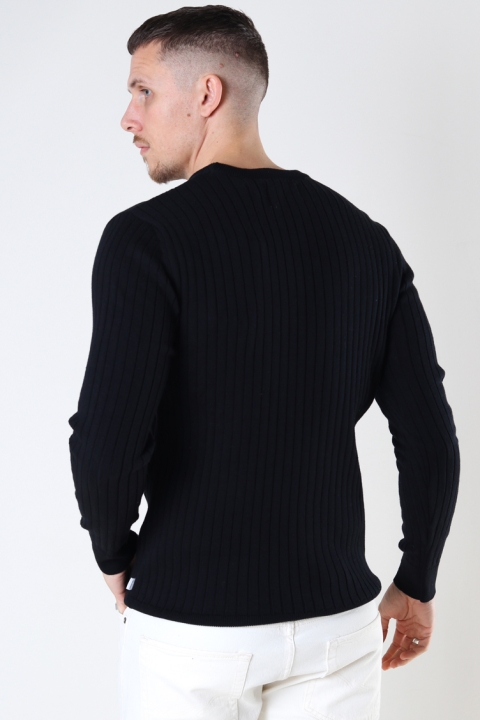 Kronstadt Jacksen rib crew knit Black