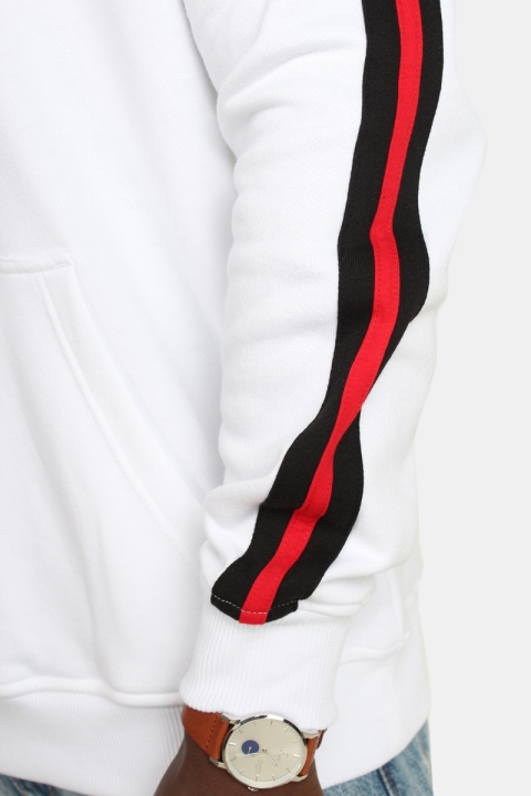 Klokban Classics TB2085 Stripe Shoulder Hoodie White/Black/Fire Red