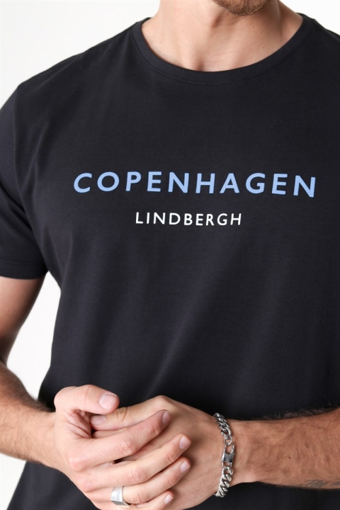 Lindbergh City Print S/S T-shirt Black