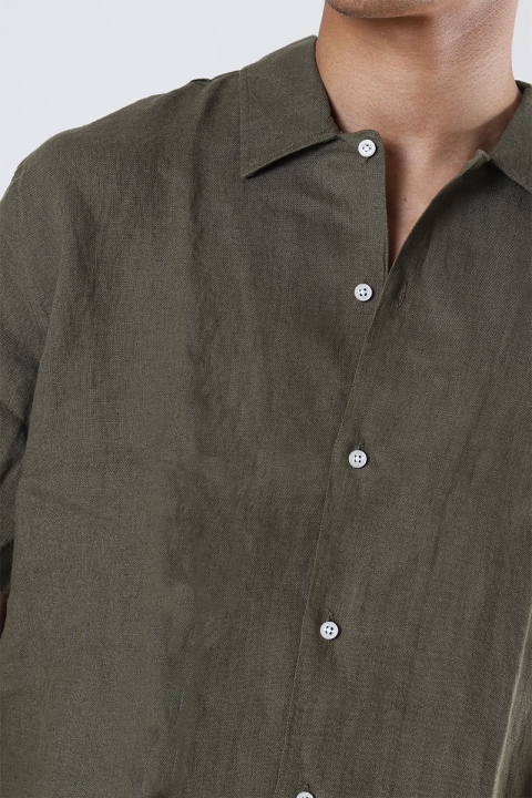 Woodbird Sunny Linen Shirt Khaki