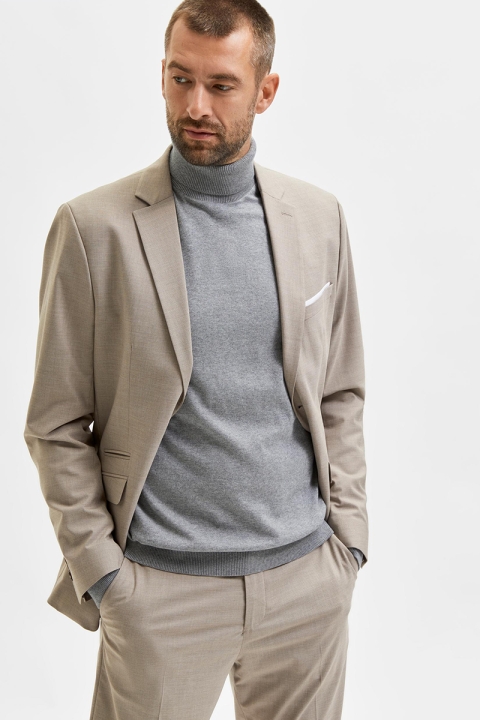 Selected BERG ROLL NECK Medium Grey Melange