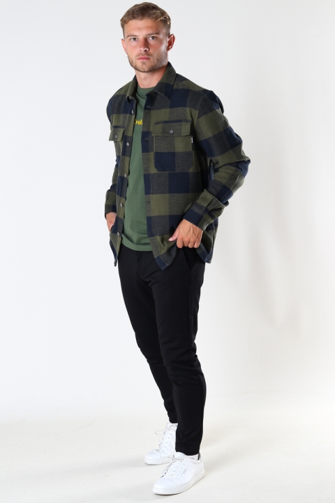 ONLY & SONS SCOTT LIFE LS CHECK FLANNEL OVERSHIRT Olive Night