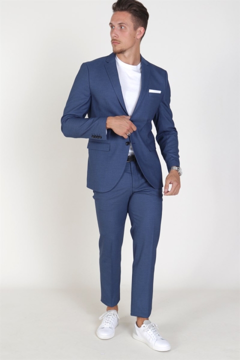 Selected Slim Mylo-Logan Blue StructKloke Blazer Dark Blue