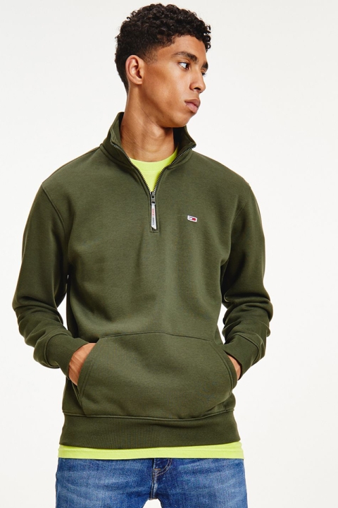 Tommy Hilfiger TJM SOLID ZIP MOCK NECK Dark Olive