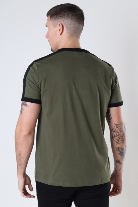 Fred Perry TONAL TAPE RINGER TEE B57 MILITARY GREEN