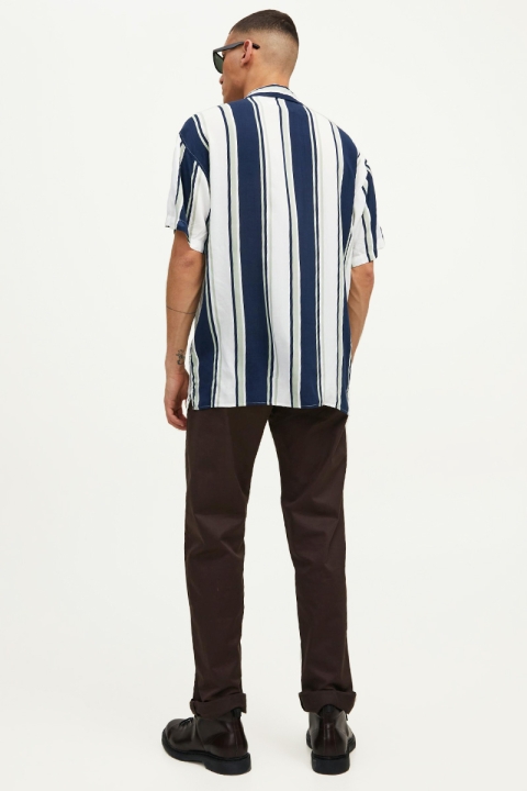 Jack & Jones JORMALIBU RESORT STRIPE SHIRT SS Swamp