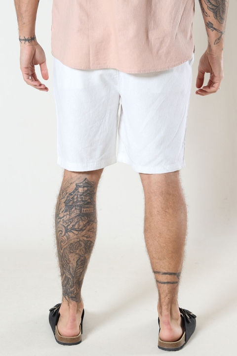 Solid Aurelius Elasticated Linen Shorts White