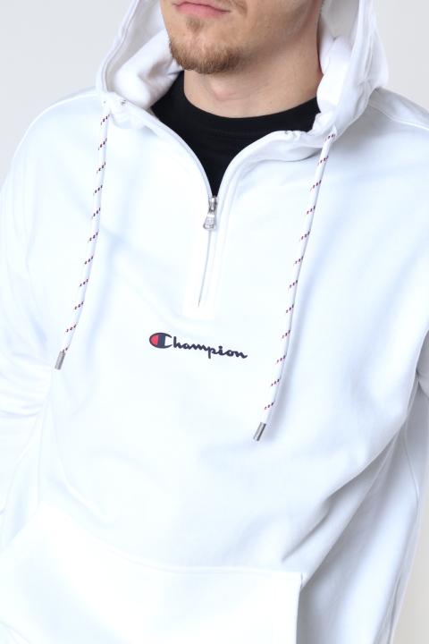 Champion Half Zip Hooded Sweatshirt WHT