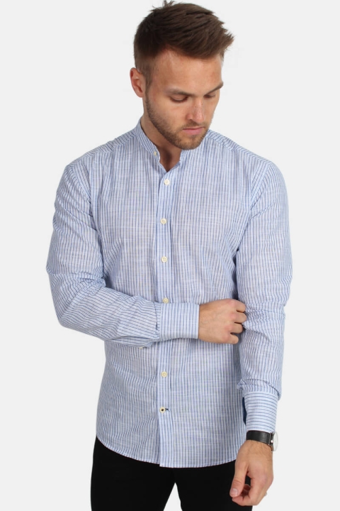 Kronstadt Dean Henley Stripe Overhemd Blue