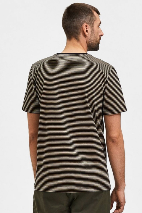 Selected SLHNORMAN STRIPE SS O-NECK TEE W NOOS Black Incense