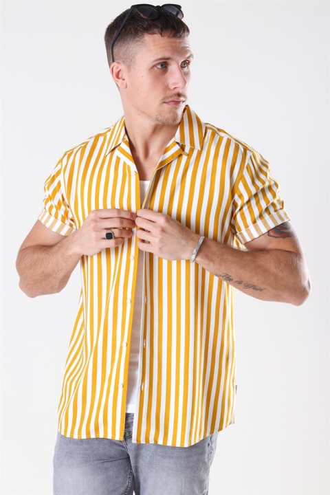 Only & Sons Wayne Striped Viscose Overhemd Golden Spice