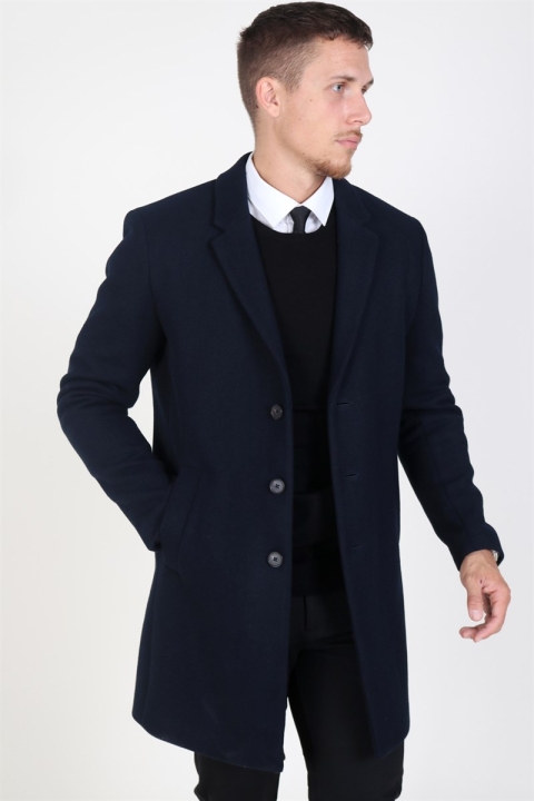 Jack & Jones Moulder Wollen Jas Dark Navy