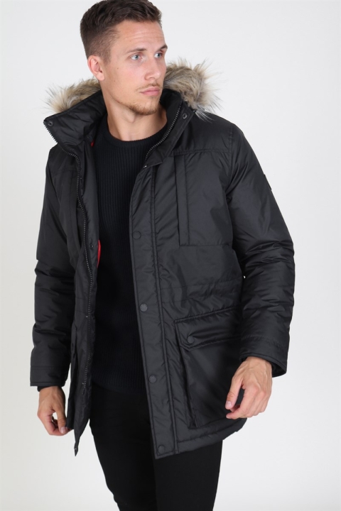 Solid Decker Parka Jas Black