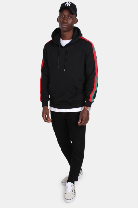 Klokban Classics Stripe Shoulder Hoodie Black/ Fire Red/ Green