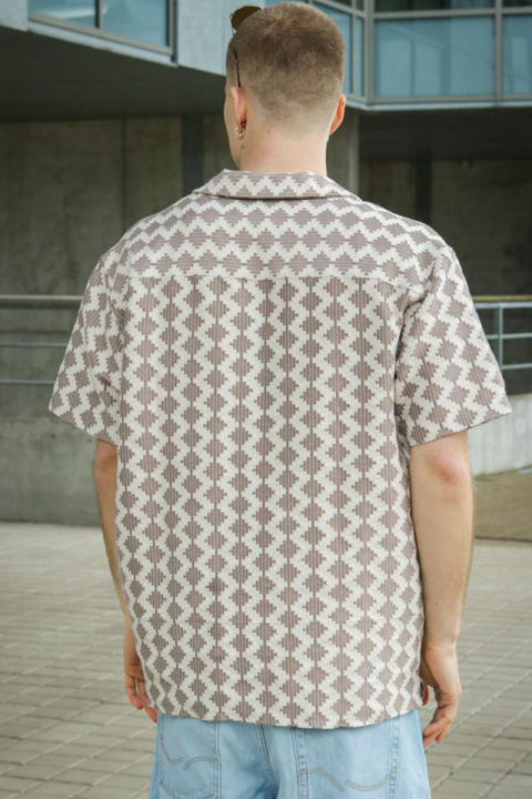 Jack & Jones Summer Luke Regular Fit Texture Resort Shirt SS Mocha Meringue
