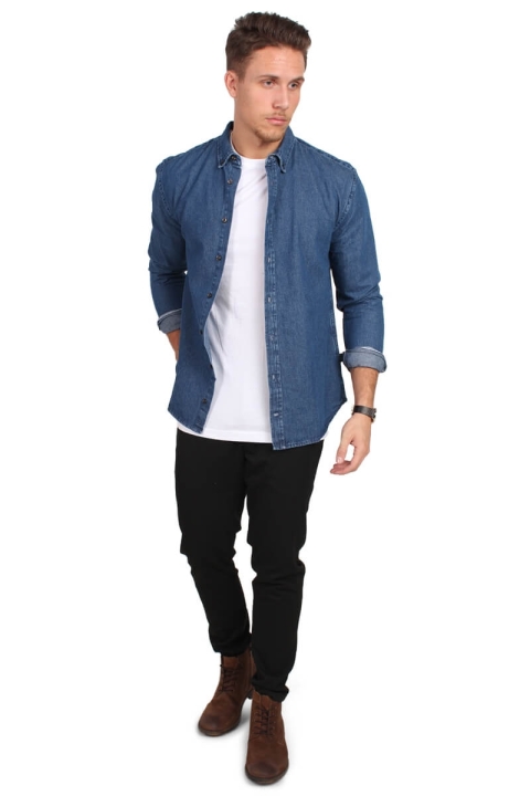 Kronstadt Overhemd Johan Denim Dark Blue 