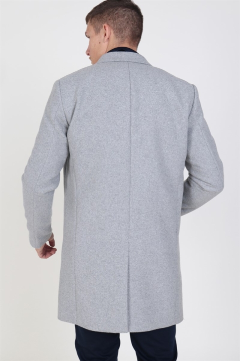 Jack & Jones Moulder Wollen Jas Light Grey Melange