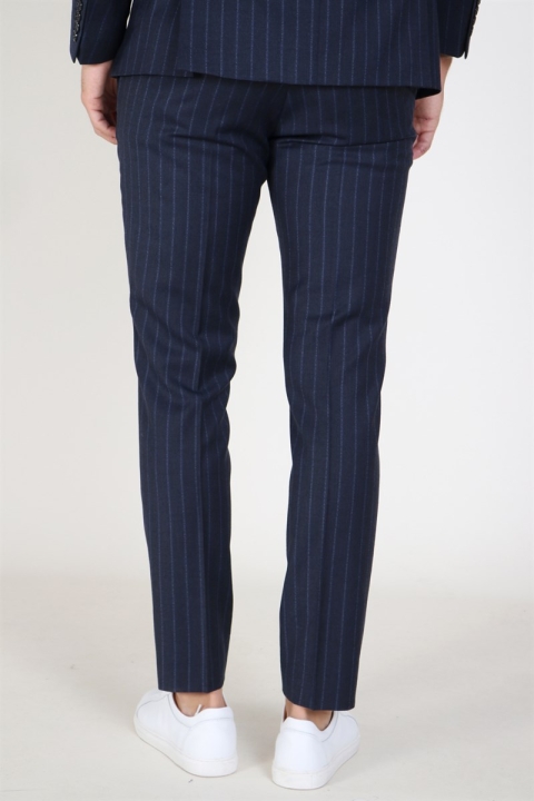 Selected Slim Aden Stripe Broek Grey/Blue