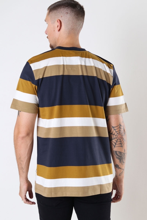 Fat Moose Caleb Cotton Tee SS Navy Bronze Stripe