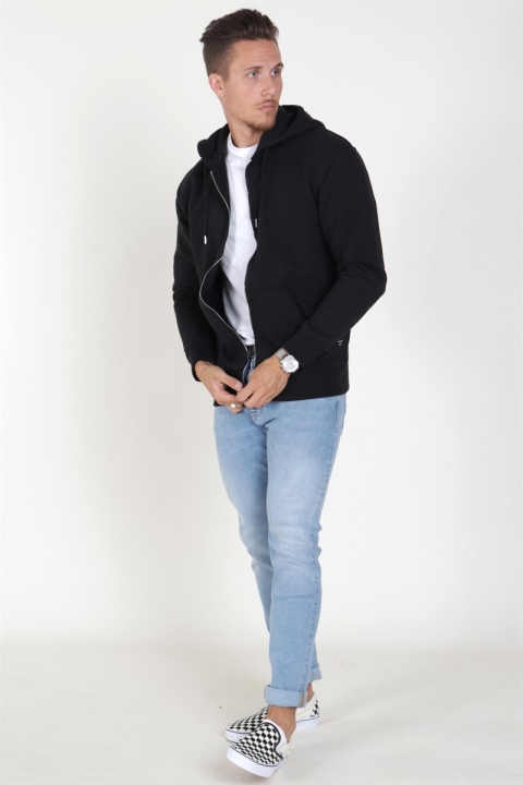 Jack & Jones Soft Sweat Zip Hood Black