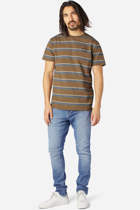 Clean Cut Copenhagen Grant Striped Tee Dark Camel