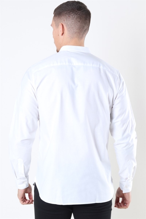 Clean Cut Copenhagen Oxford Mao Stretch L/S White