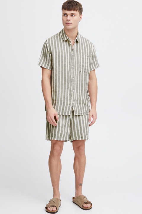 Solid Fried Linen Shirt Vetiver