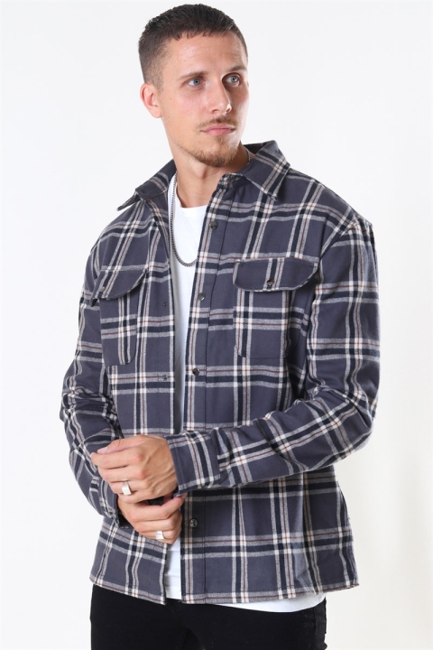 Denim Project Check Overshirt Grey