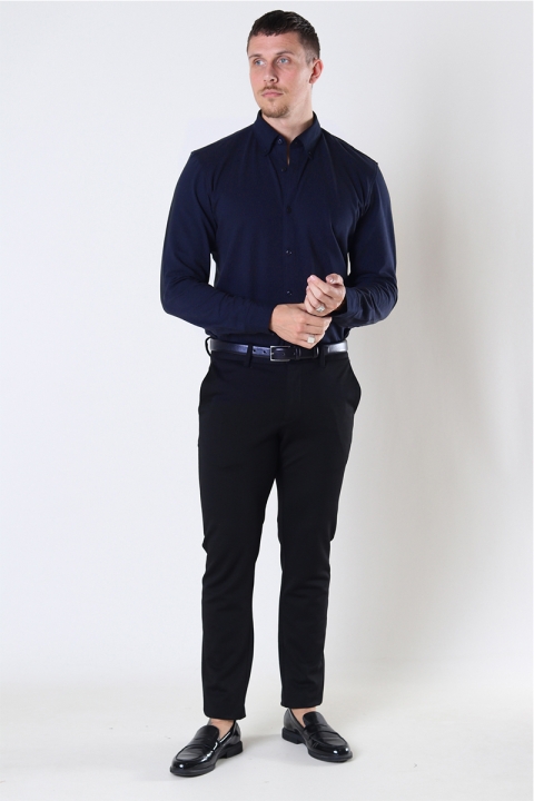 Selected Slim Oliver Knit Flex Overhemd LS Dark Sapphire