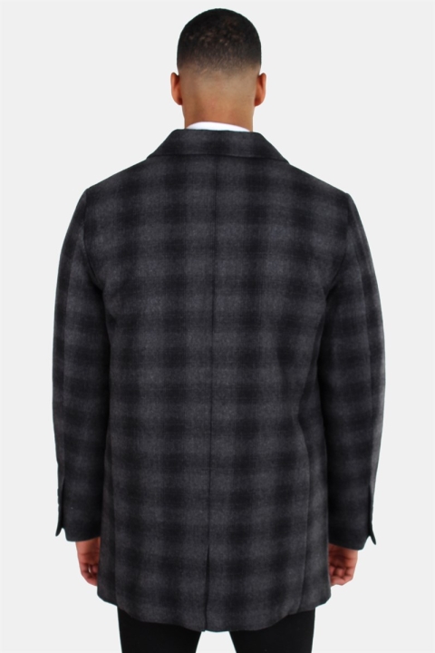 Clean Cut Halmstad Wool Lange Jas Grey Checked